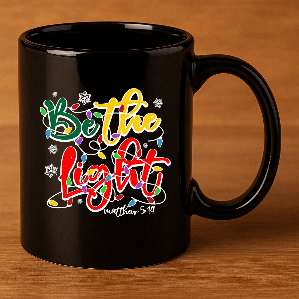 Be The Light Matthew 5 14 Jesus Christmas Lights 11oz C Handle Ceramic Mug