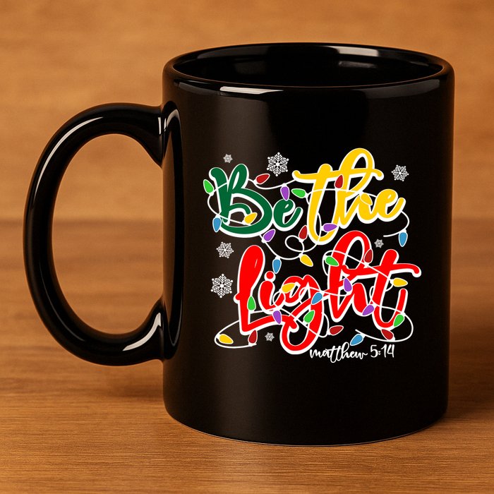 Be The Light Matthew 5 14 Jesus Christmas Lights 11oz C Handle Ceramic Mug