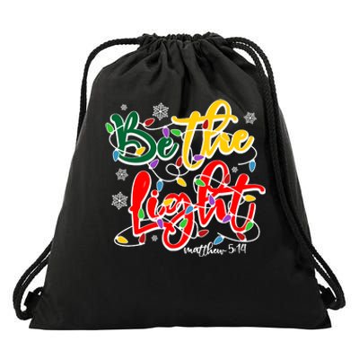 Be The Light Matthew 5 14 Jesus Christmas Lights Drawstring Bag