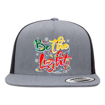 Be The Light Matthew 5 14 Jesus Christmas Lights Flat Bill Trucker Hat