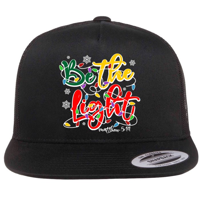 Be The Light Matthew 5 14 Jesus Christmas Lights Flat Bill Trucker Hat