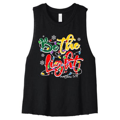 Be The Light Matthew 5 14 Jesus Christmas Lights Women's Racerback Cropped Tank