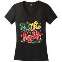 Be The Light Matthew 5 14 Jesus Christmas Lights Women's V-Neck T-Shirt