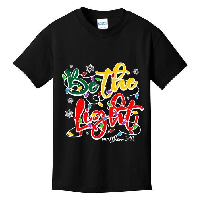 Be The Light Matthew 5 14 Jesus Christmas Lights Kids T-Shirt
