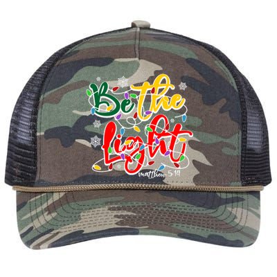 Be The Light Matthew 5 14 Jesus Christmas Lights Retro Rope Trucker Hat Cap