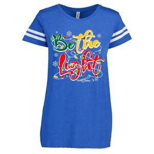 Be The Light Matthew 5 14 Jesus Christmas Lights Enza Ladies Jersey Football T-Shirt