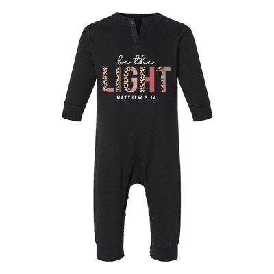 Be The Light Faith Jesus Christian Boho Leopard Cheetah Infant Fleece One Piece