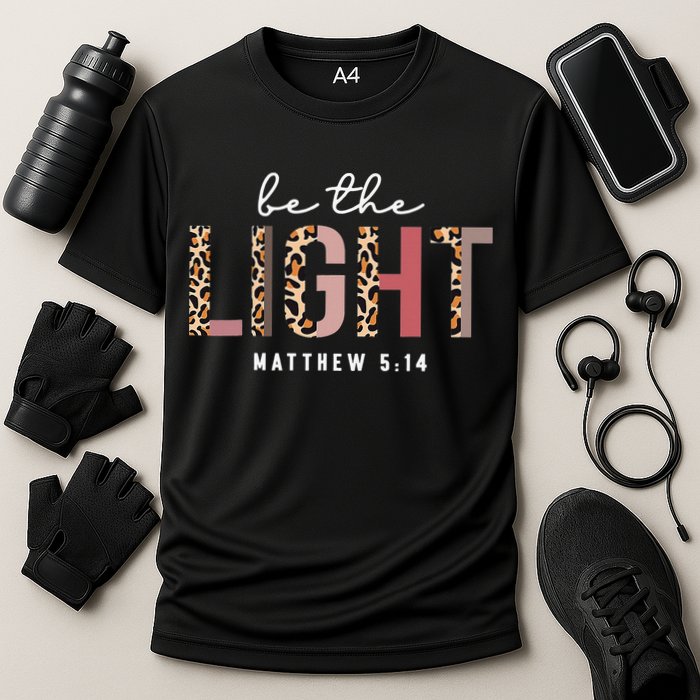 Be The Light Faith Jesus Christian Boho Leopard Cheetah Cooling Performance Crew T-Shirt