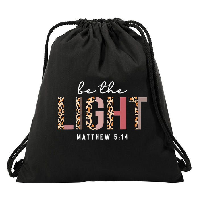 Be The Light Faith Jesus Christian Boho Leopard Cheetah Drawstring Bag