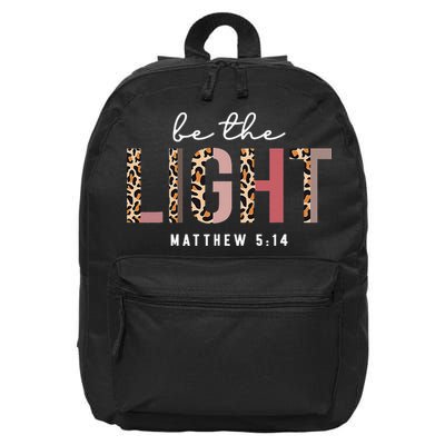 Be The Light Faith Jesus Christian Boho Leopard Cheetah 16 in Basic Backpack
