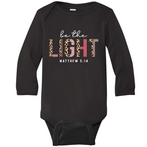 Be The Light Faith Jesus Christian Boho Leopard Cheetah Baby Long Sleeve Bodysuit