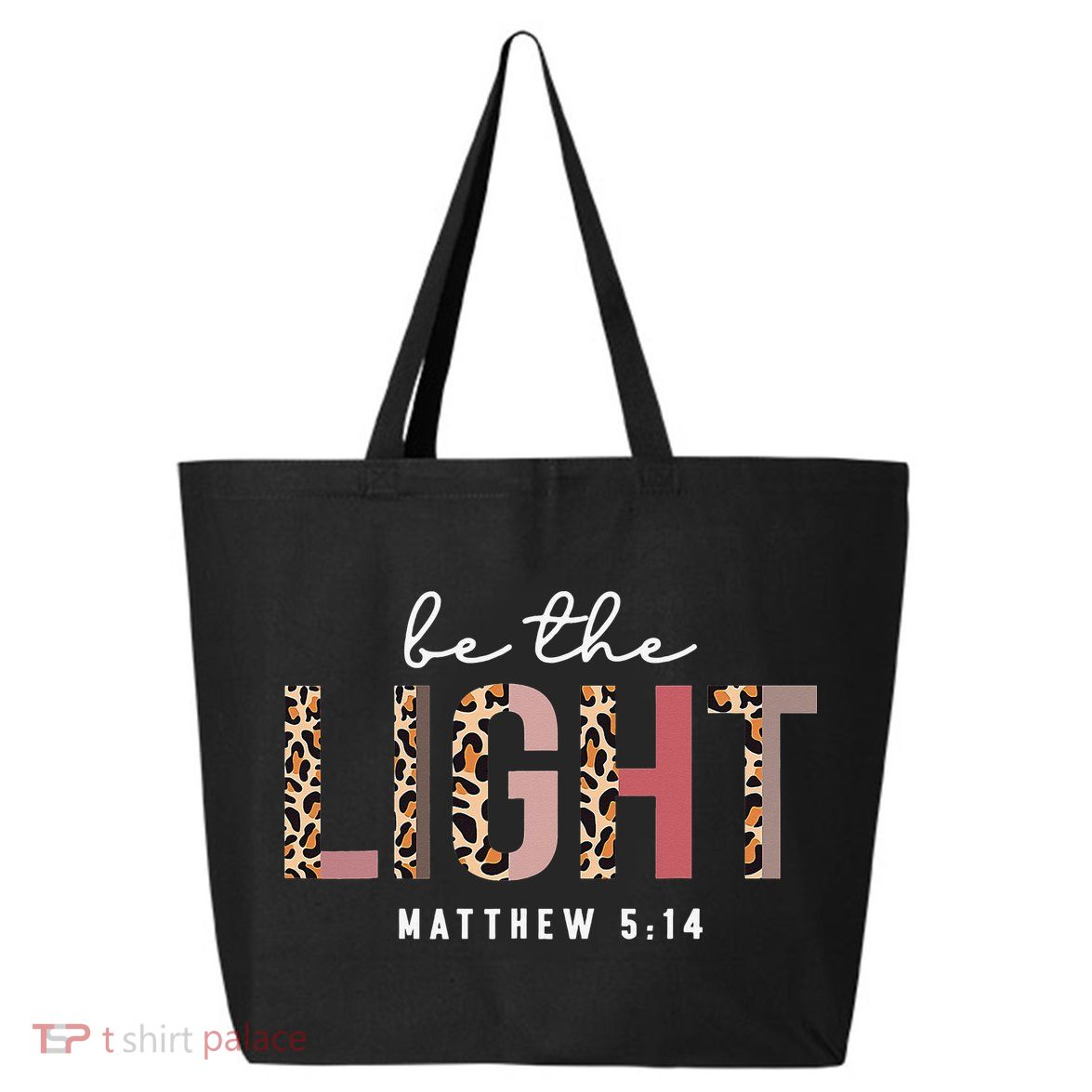 Be The Light Faith Jesus Christian Boho Leopard Cheetah 25L Jumbo Tote