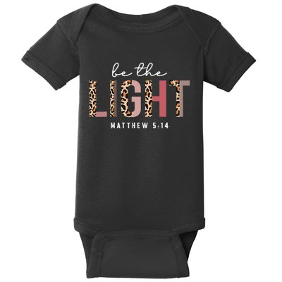 Be The Light Faith Jesus Christian Boho Leopard Cheetah Baby Bodysuit