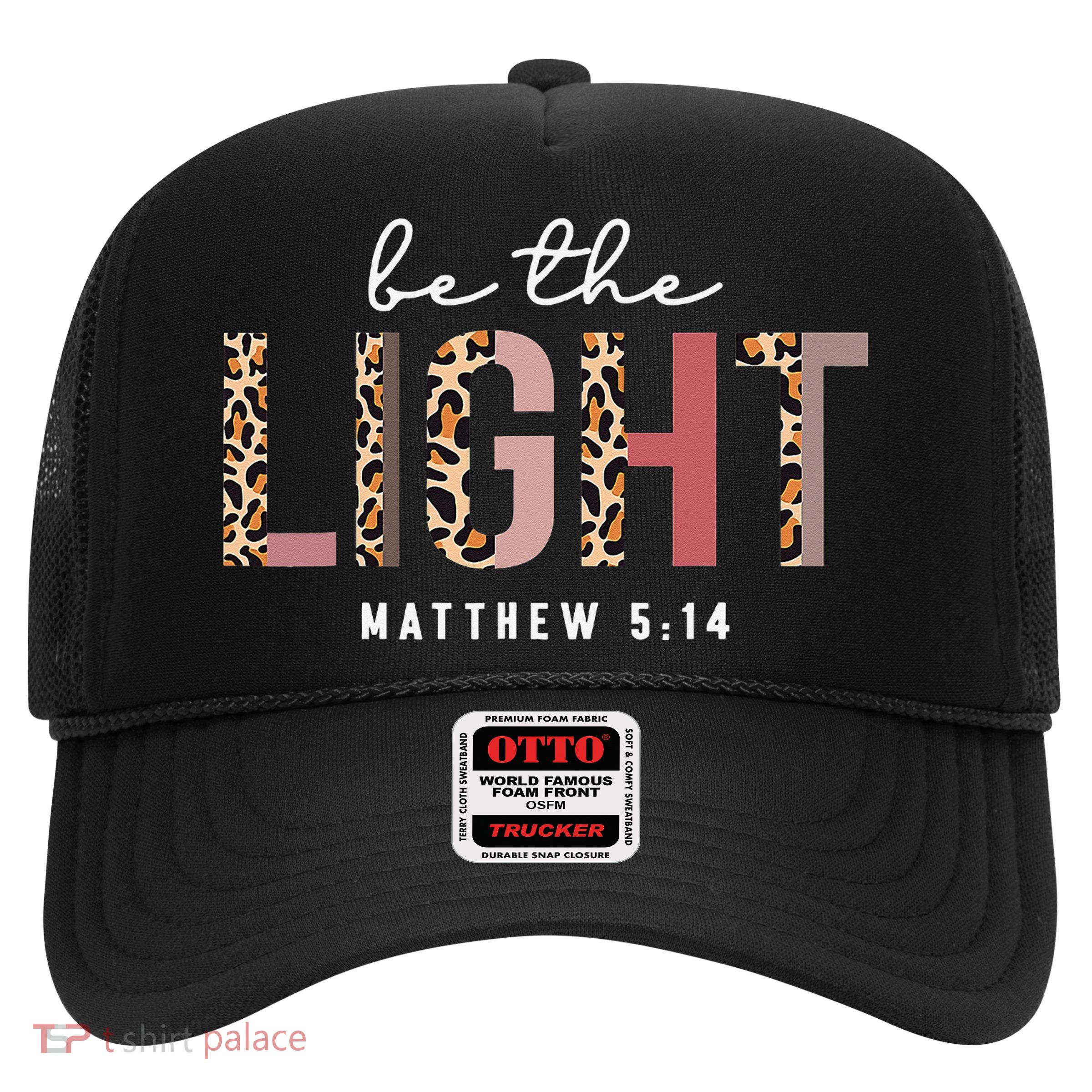 Be The Light Faith Jesus Christian Boho Leopard Cheetah Trucker Hat