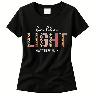 Be The Light Faith Jesus Christian Boho Leopard Cheetah Womens T-Shirt