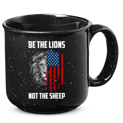 Be The Lions Not The Sheep USA American Flag 15oz Campfire Ceramic Mug