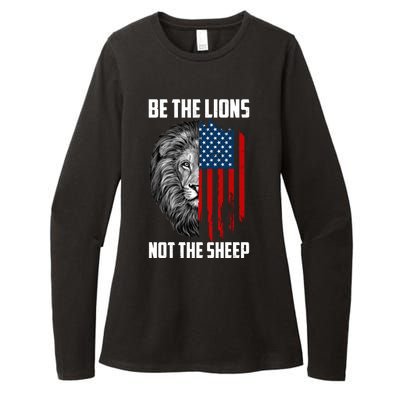 Be The Lions Not The Sheep USA American Flag Womens CVC Long Sleeve Shirt