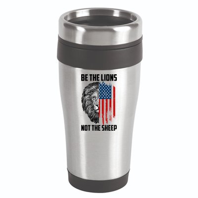 Be The Lions Not The Sheep USA American Flag 16oz Travel Tumbler