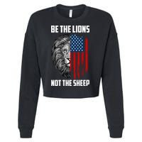 Be The Lions Not The Sheep USA American Flag Cropped Pullover Crew