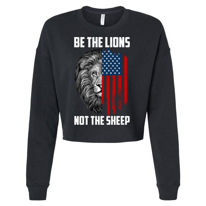 Be The Lions Not The Sheep USA American Flag Cropped Pullover Crew