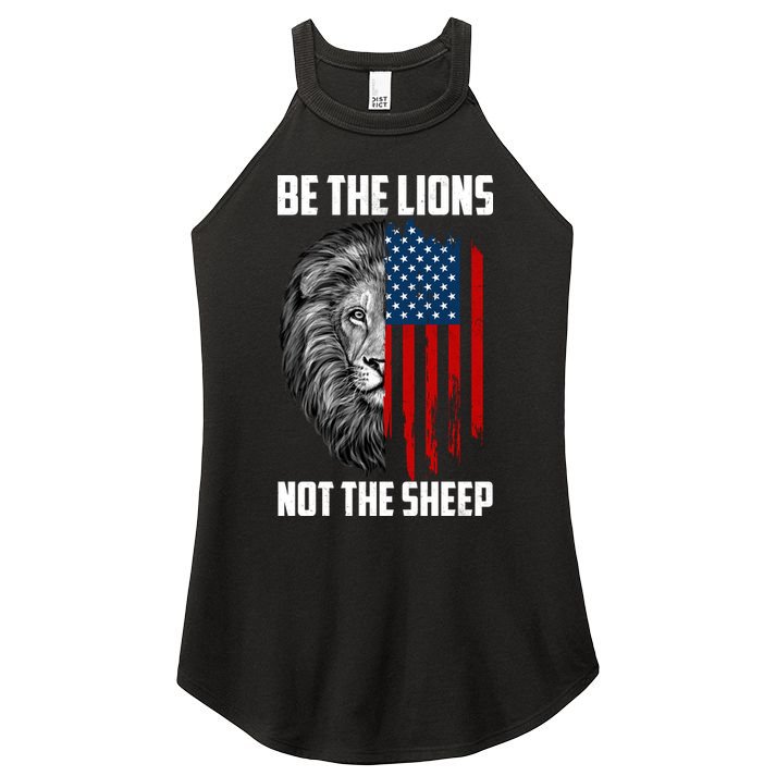 Be The Lions Not The Sheep USA American Flag Women's Perfect Tri Rocker Tank