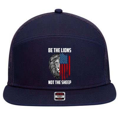 Be The Lions Not The Sheep USA American Flag 7 Panel Mesh Trucker Snapback Hat