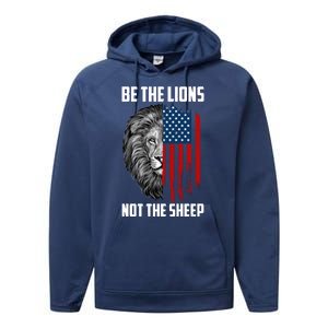 Be The Lions Not The Sheep USA American Flag Performance Fleece Hoodie