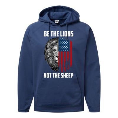 Be The Lions Not The Sheep USA American Flag Performance Fleece Hoodie