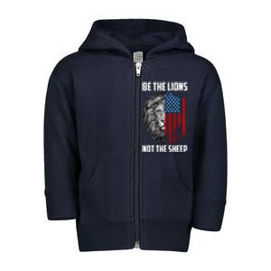 Be The Lions Not The Sheep USA American Flag Toddler Zip Fleece Hoodie