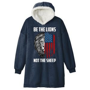 Be The Lions Not The Sheep USA American Flag Hooded Wearable Blanket