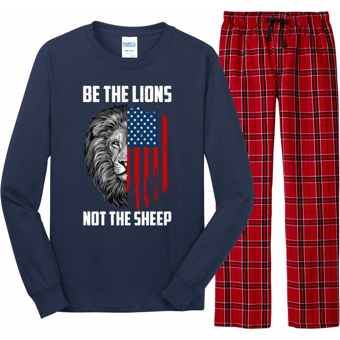 Be The Lions Not The Sheep USA American Flag Long Sleeve Pajama Set