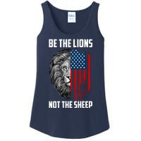 Be The Lions Not The Sheep USA American Flag Ladies Essential Tank