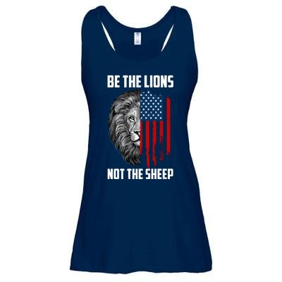 Be The Lions Not The Sheep USA American Flag Ladies Essential Flowy Tank