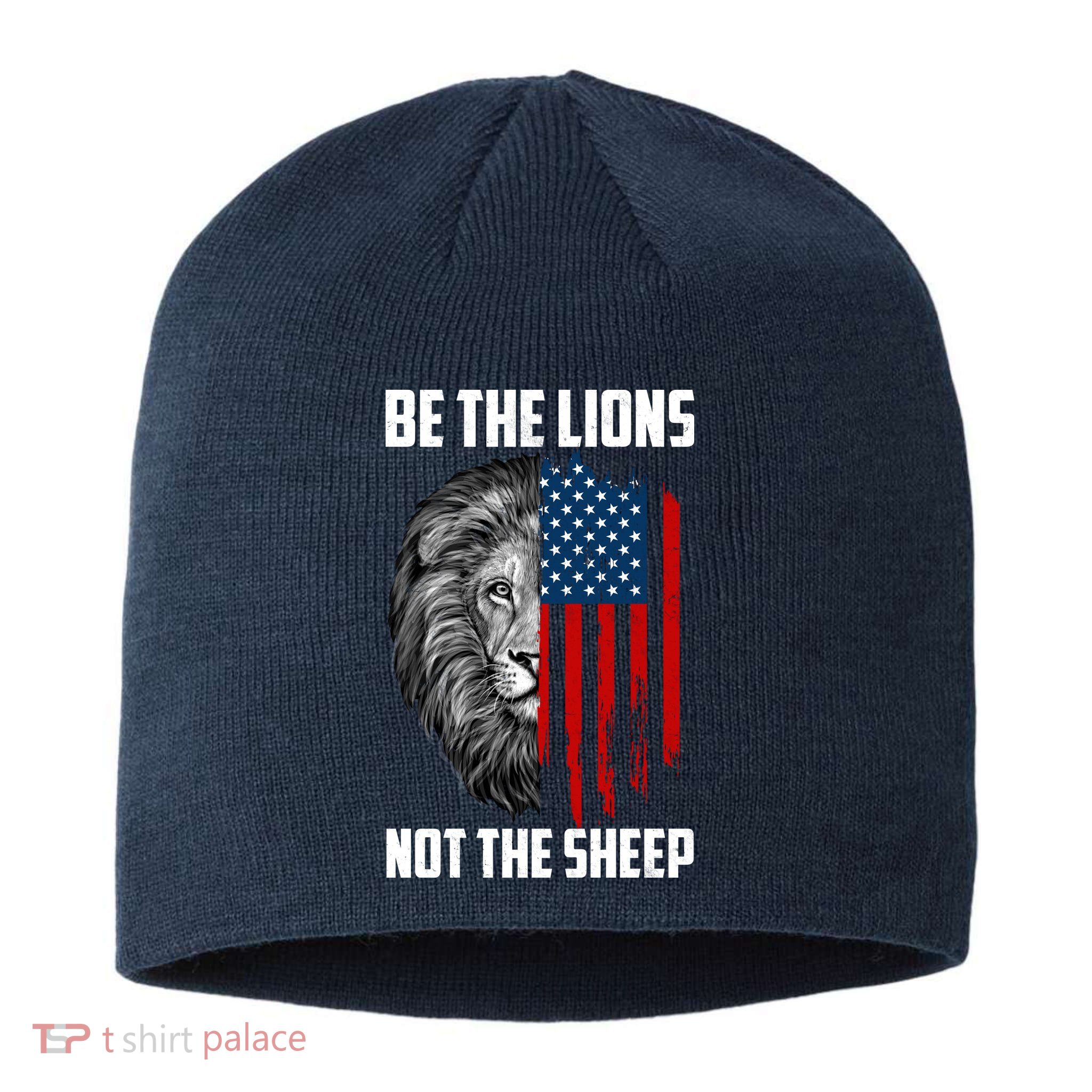 Be The Lions Not The Sheep USA American Flag Sustainable Beanie