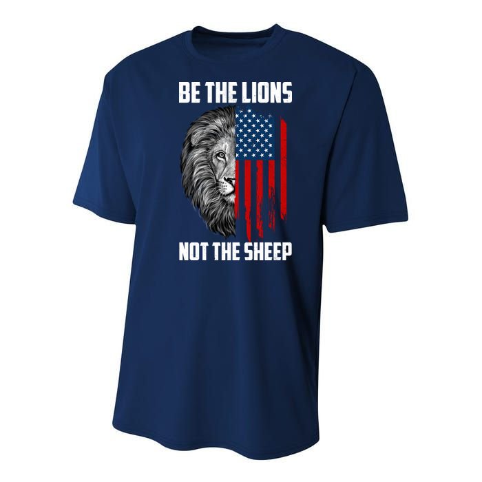 Be The Lions Not The Sheep USA American Flag Youth Performance Sprint T-Shirt