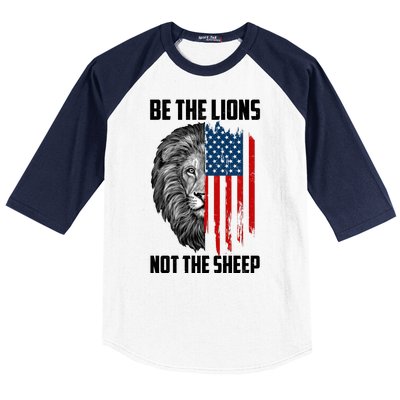 Be The Lions Not The Sheep USA American Flag Baseball Sleeve Shirt