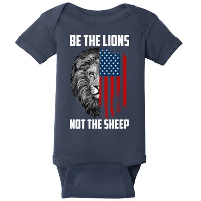 Be The Lions Not The Sheep USA American Flag Baby Bodysuit