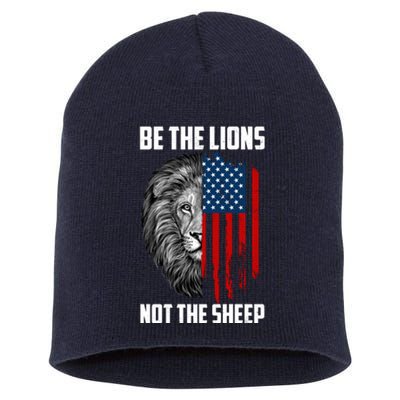 Be The Lions Not The Sheep USA American Flag Short Acrylic Beanie