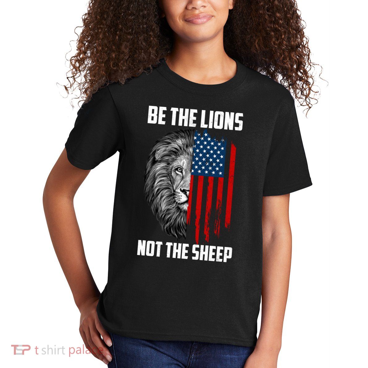 Be The Lions Not The Sheep USA American Flag Kids T-Shirt