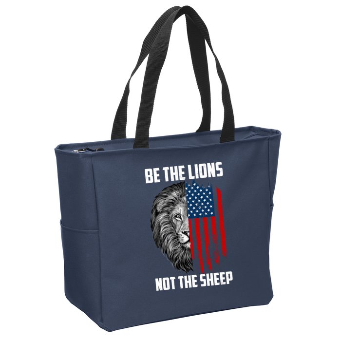 Be The Lions Not The Sheep USA American Flag Zip Tote Bag