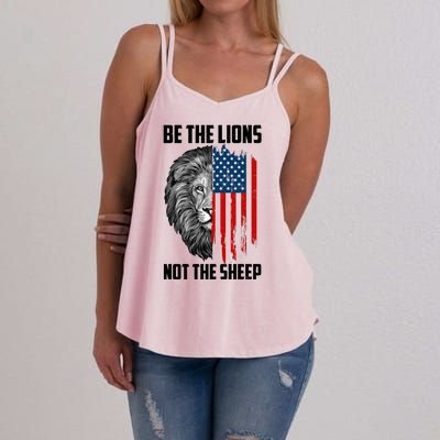 Be The Lions Not The Sheep USA American Flag Women's Strappy Tank