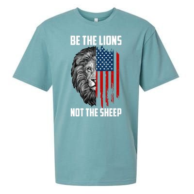 Be The Lions Not The Sheep USA American Flag Sueded Cloud Jersey T-Shirt