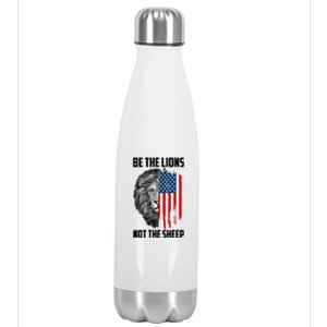 Be The Lions Not The Sheep USA American Flag Stainless Steel Insulated Water Bottle