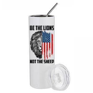 Be The Lions Not The Sheep USA American Flag Stainless Steel Tumbler