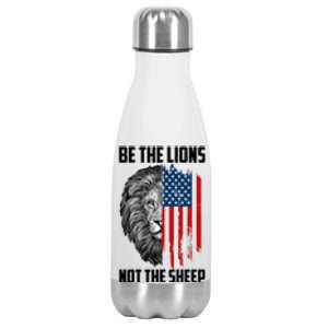 Be The Lions Not The Sheep USA American Flag Stainless Steel Insulated Water Bottle