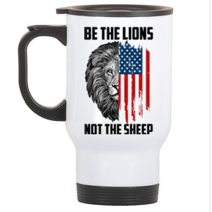 Be The Lions Not The Sheep USA American Flag Stainless Steel Travel Mug