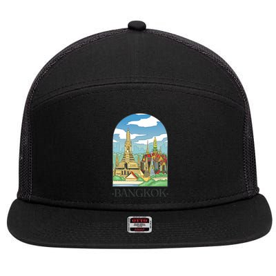 Bangkok Thailand Landscape 7 Panel Mesh Trucker Snapback Hat