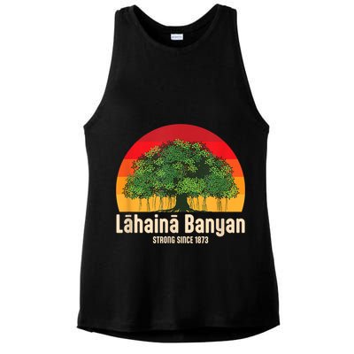 Banyan Tree Lahaina Maui Hawaii Ladies PosiCharge Tri-Blend Wicking Tank