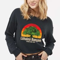 Banyan Tree Lahaina Maui Hawaii Cropped Pullover Crew