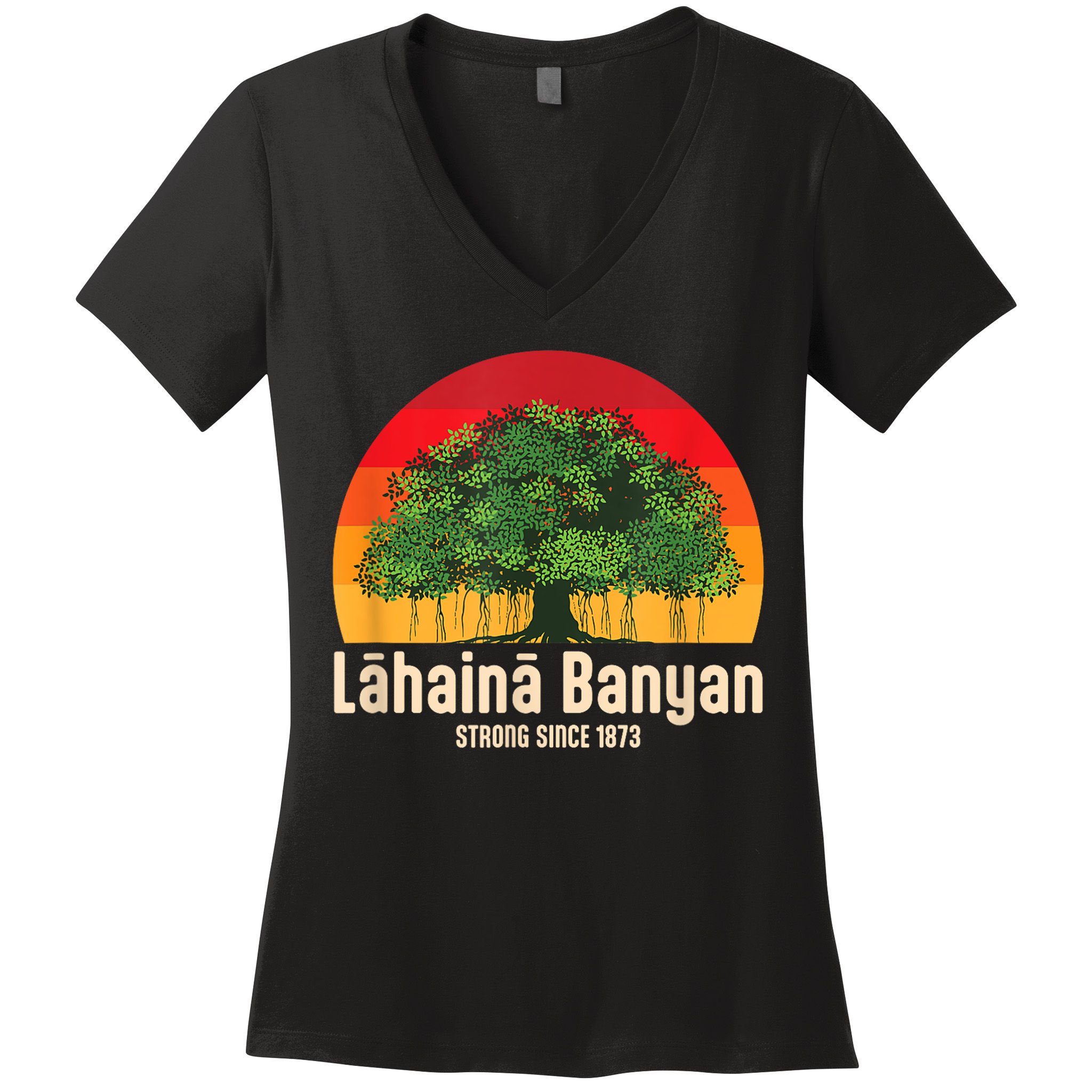 Banyan Tree Lahaina Maui Hawaii Women's V-Neck T-Shirt